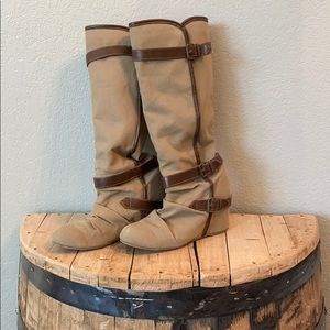 ALDO Canvas Knee High Wedge Boots